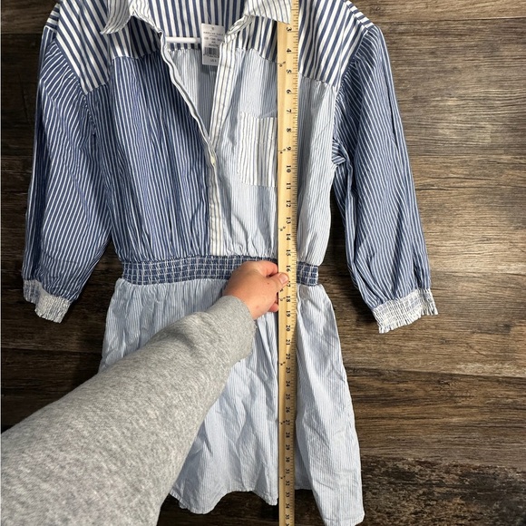 American Eagle Outfitters Blue Pleated Long Sleeve Dress - Picture 4 of 9